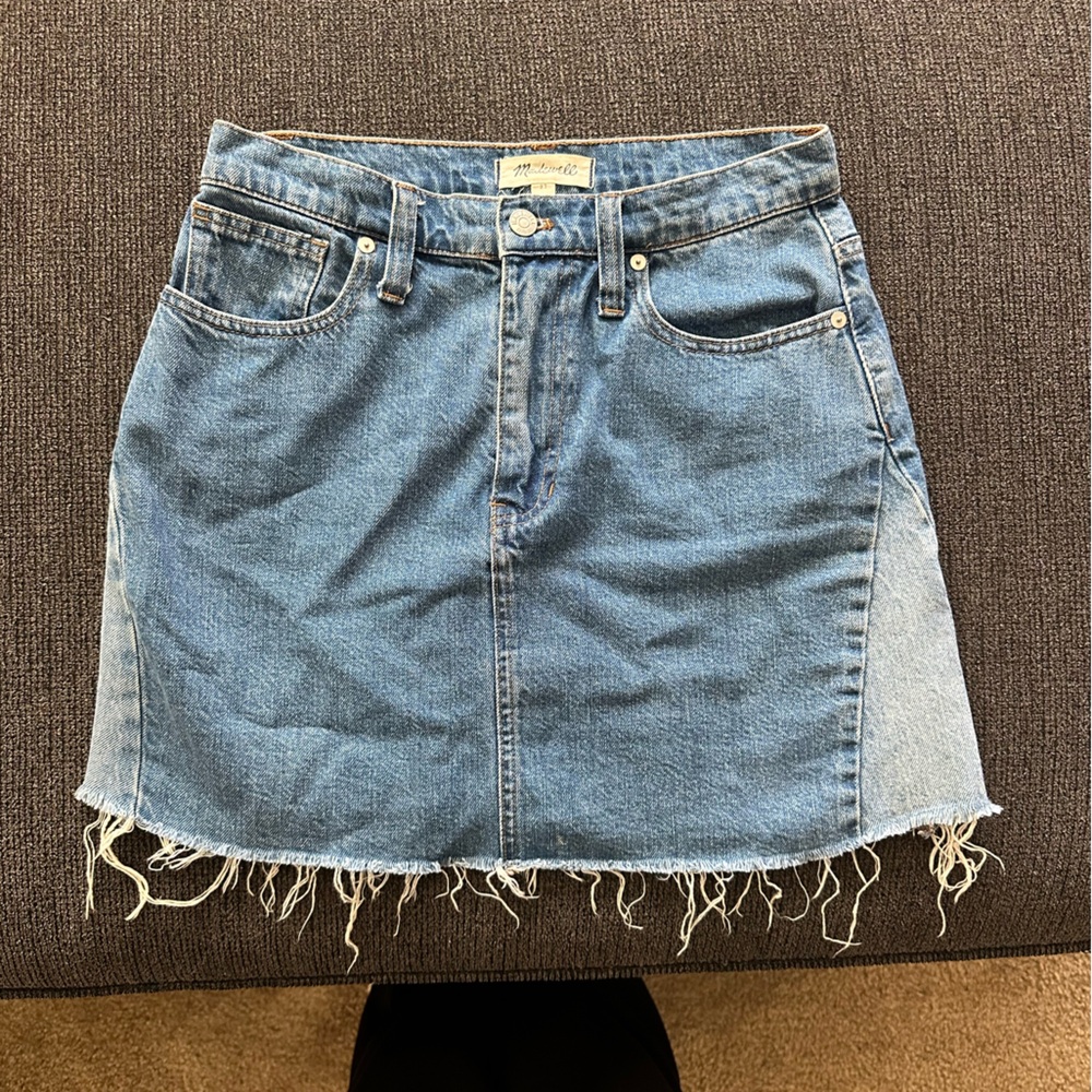Madewell Blue Asymmetrical Pencil Skirt Mini Casual